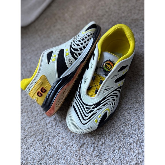 Authentic Gucci Ultrapace R Sneakers white yellow Designer Shoes men size 11 - Picture 1 of 13